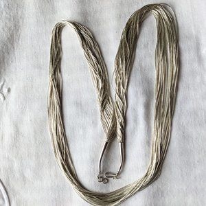 Sterling Native American 30 Strand Liquid Silver Necklace 30" Long ~ Rising Sun
